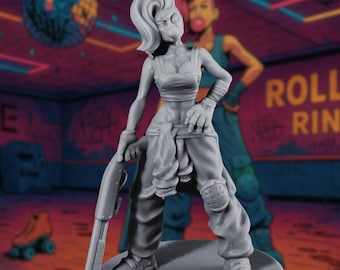 Shotgun Punk Girl Mini | Arcade Brawler Survivor Miniature for Urban Apocalypse and TWD Games | By Vaultz