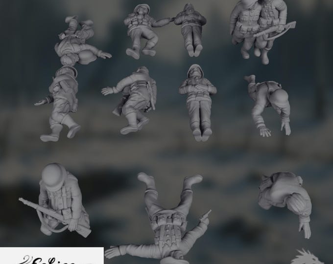 German WWII Casualties Mini | Fallen Soldier Miniature Set | Battlefield Diorama Figures | by Eskice Miniatures
