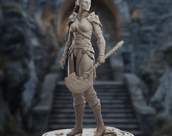 Warrior Elf Woman Mini with NSFW Option | Elven Fighter Mini |  Female Barbarian Miniature | by 3Darts
