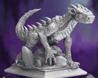 Dragon Drake Mini | Huge Monster Miniature | Spiked Tail Fantasy Beast | DM Stash