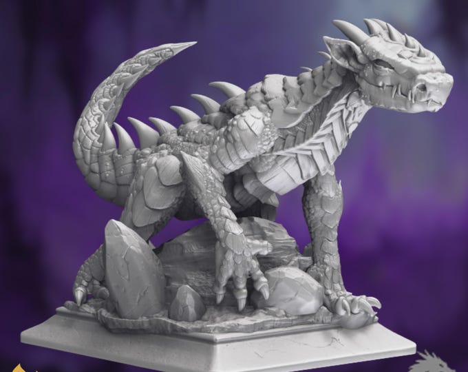 Dragon Drake Mini | Huge Monster Miniature | Spiked Tail Fantasy Beast | DM Stash