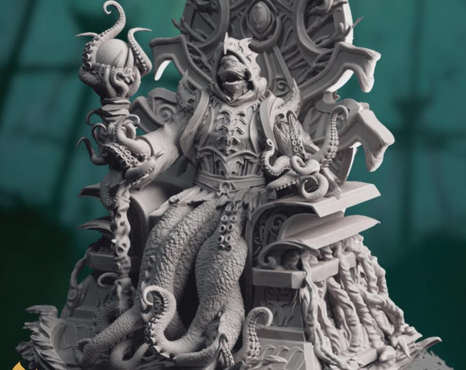 Ocean Demon Mini | Water Elemental Miniature | Trident Sea Monster | By Claudio Casini
