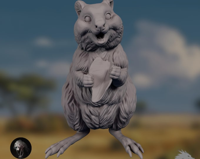 Smiling Quokka Miniature | Paintable Curious Marsupial Sculpture | By Animal Den Miniatures