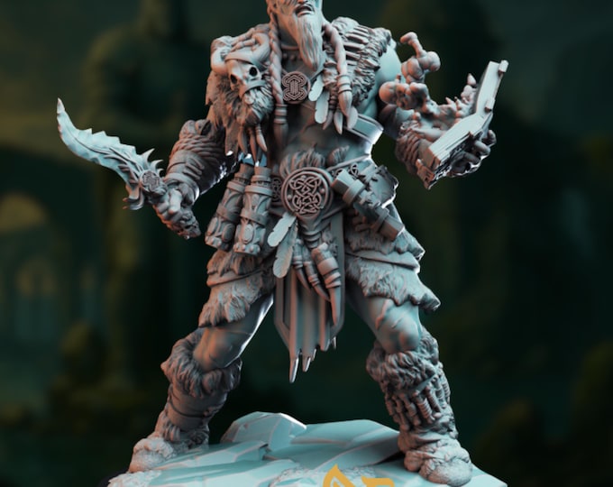 Goliath War Caster Mini | Large Totem Barbarian with Tome Miniature | By DM Stash