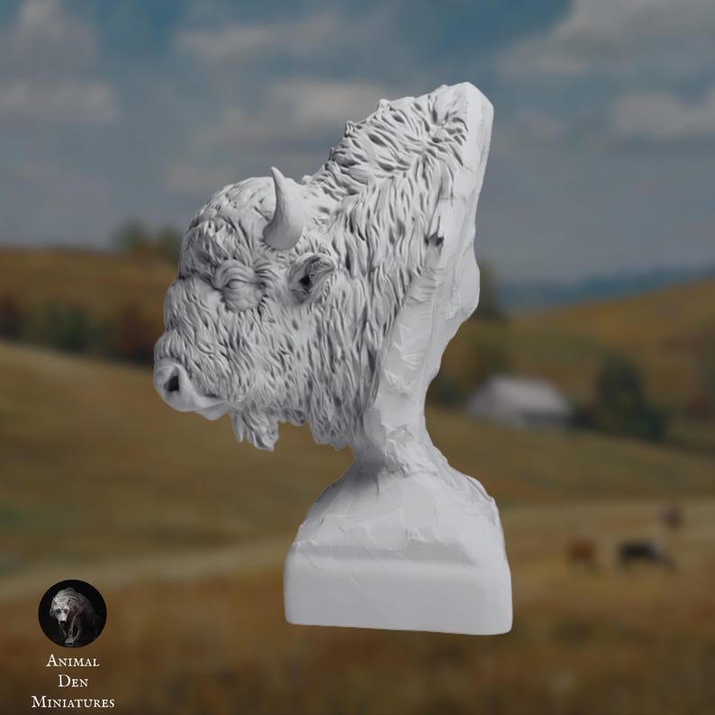 Miniature Bison Ranch Bison Bust Miniature | Paintable Resin Buffalo Sculpture | Realistic ...