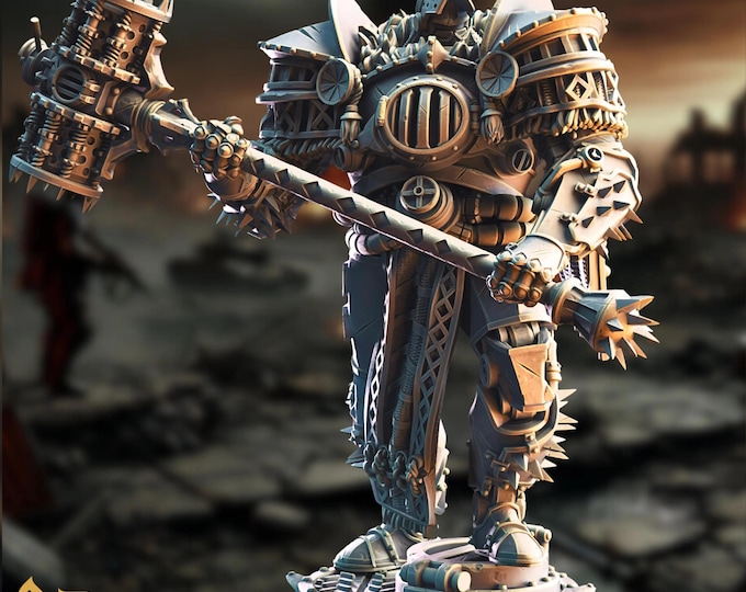 Iron Colossal Warforged Mini - Warforged Paladin Miniature | Size Large | DM Stash