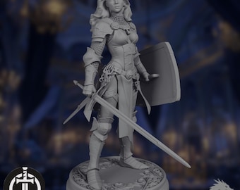 Female Fighter Model Kit | Knight Champion Display Model | Sword and Shield  75mm-120mm | Broken Swords