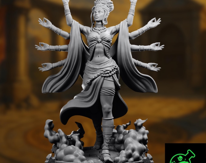 Goddess of Many Hands Mini | Ascended Divine Oracle Miniature for Roleplaying Games | By TPK Labs
