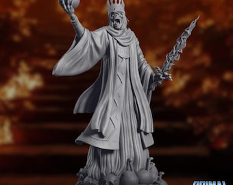 Undead Lich King Mini | Necromancer Boss Miniature | Corrupted Evil Wizard | By Primal Collectibles