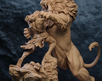 Heracles vs Nemean Lion Resin Model Kit | Greek Mythology Diorama by Nerikson