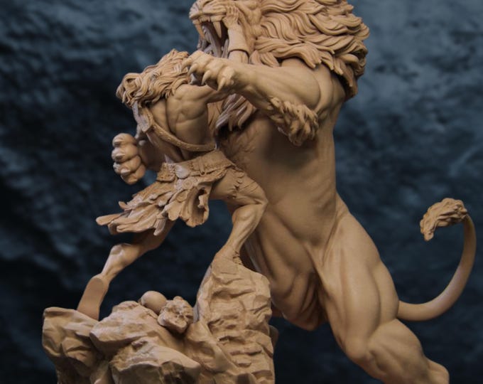 Heracles and the Nemean Lion Resin Model Kit | Epic Greek Mythology Diorama | Premium Display Piece 75mm 100mm | By Nerikson
