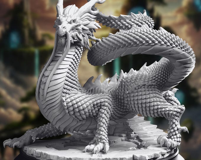Ancient Eastern Dragon Mini | HUGE Scaled Wyrm Miniature | DM Stash