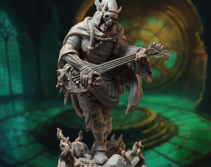 Undead Bard Miniature | Ghostly Jester Musician with Lute for Roleplaying Games | By DM Stash