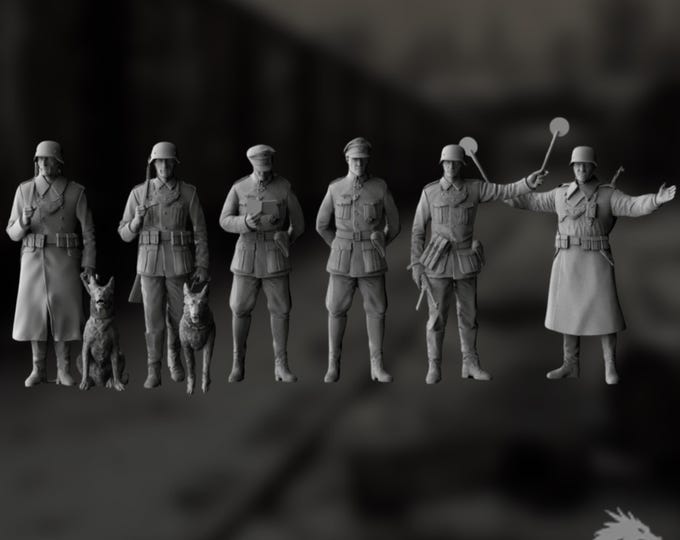 German WW2 Police Figures | Command & K9 Units | Historical Miniatures By 3Dimontis