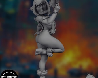 Sexy Sci-fi Space Girl Mini | Pinup Female with Magical Firearm | By Gaz Minis