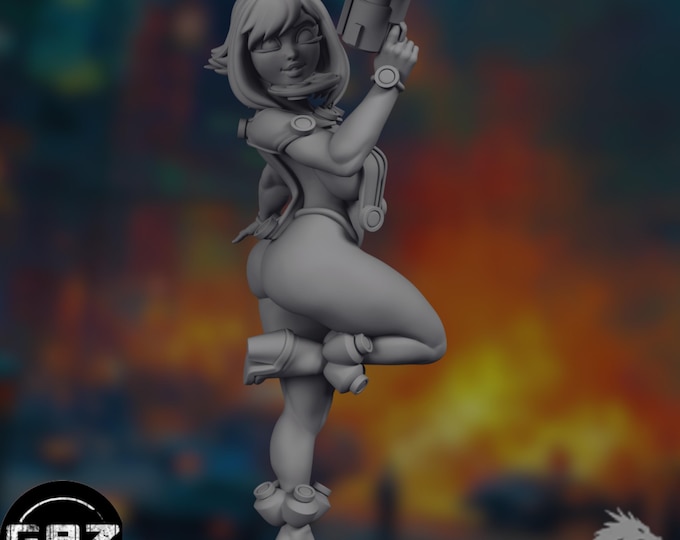 Sexy Sci-fi Space Girl Mini | Pinup Female with Magical Firearm | By Gaz Minis