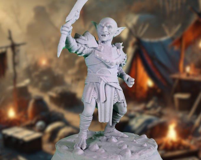Goblin Warrior Miniature – Small Goblin Fighter, Scout, or Mercenary NPC mini – Tabletop RPG Figure by DM Stash