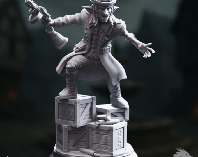 Goblin Villain Mini | Crime Boss Miniature | Chaotic Rogue with Gun and Dynamite | By DM Stash