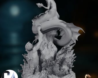 Mermaid Model Kit | Sea Siren & Sailor Diorama | 75mm–140mm High Detail Resin Showcase | By CA3D