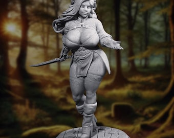 Curvy Elf Scout Miniature: Female Ranger, High-Resolution 3D Print