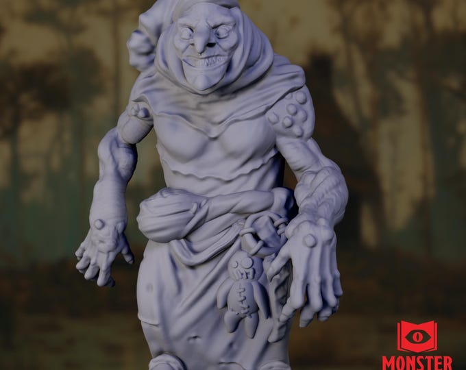 Swamp Hag Mini | Cursed Witch Monster Miniature | Creepy Forest NPC with Doll and Hood | By Monster Atlas
