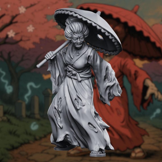 Zombie Geisha Girl Mini: Undead Japanese Horror With Parasol - Etsy