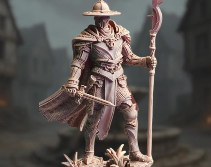 Crusader with Halberd Mini | Polearm Paladin Knight Miniature | By DM Stash