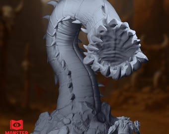 Gargantuan Purple Worm Mini | Massive Burrowing Monster Miniature | Boss Terrain by Monster Atlas
