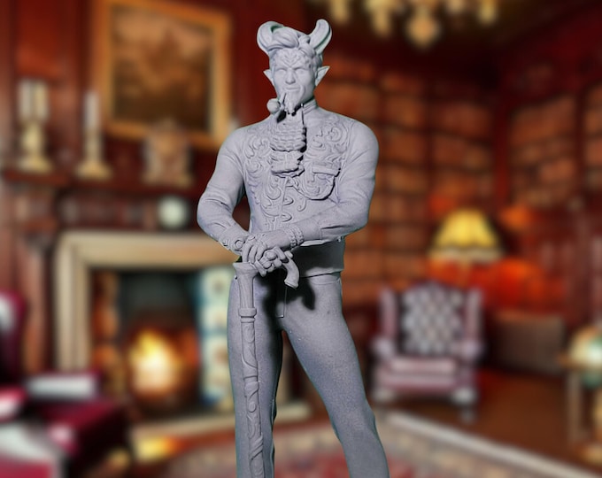 Tiefling Lord  Mini | Tiefling Noble Gentleman  Miniature | 3D Printed Tabletop Mini | By DM Stash