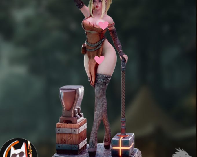 NSFW Female Blacksmith Model | Fantasy Craftswoman Display Figure | by Chagarin