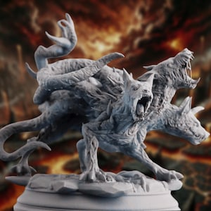 Three-Headed Cerberus Mini | Hellhound | Demon Dog | Cemetery Guardian Miniature | By DM Stash