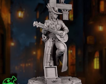 Female Bard Performer Mini | Traveling Musician Miniature | Hat & No Hat Options | By TPK Lab