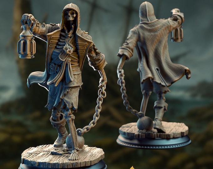 Undead Pirate Crew Miniature | Lantern-Wielding Sailor | Cursed Undead with Chain and Ball Base | By DM Stash