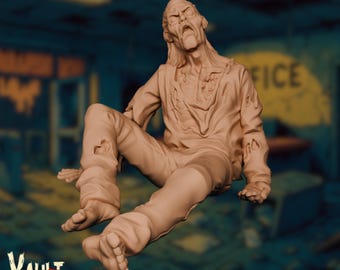 Sitting Male Zombie Mini | Slumped Corpse Miniature | Slouched Undead Apocalyptic Corpse | by VaultZ