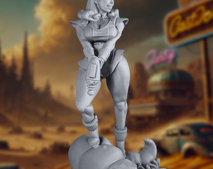 Retro Space Girl Pinup Miniature - 3D Printed Mini - SFW & NSFW Models - Gaz Minis