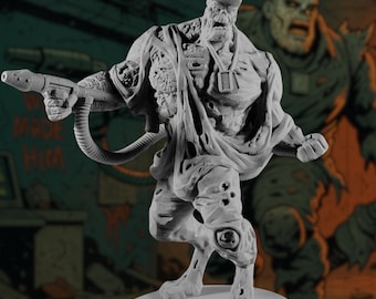 Flamethrower Zombie Mini | Burned Soldier Zombie Boss Miniature for Post-Apocalyptic Survival Games | By Vaultz