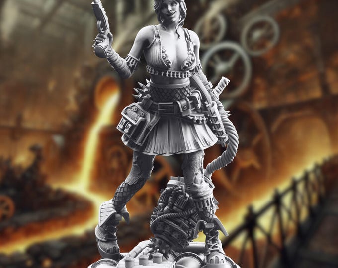 Steampunk Female Gunslinger  Mini | Explosives Expert  Miniature | By DM Stash