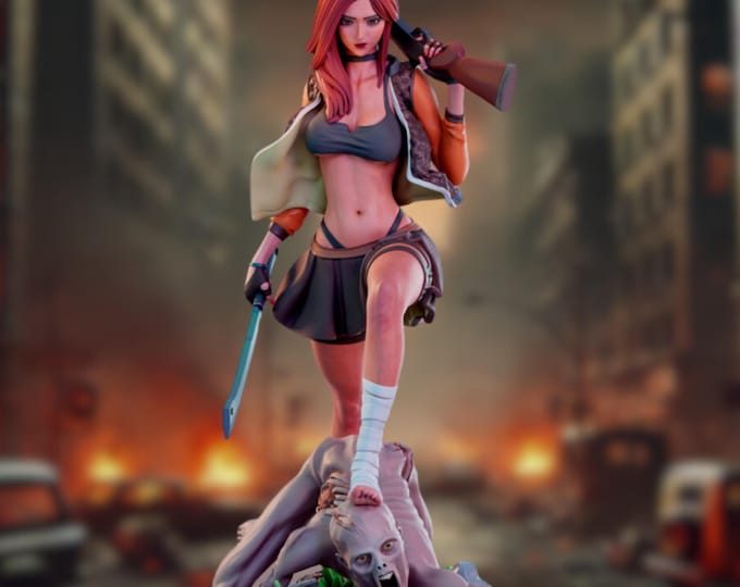 Zombie Hunter SFW/NSFW Model | 1/12 Scale Model Kit | 3D Printed | By Chagarin