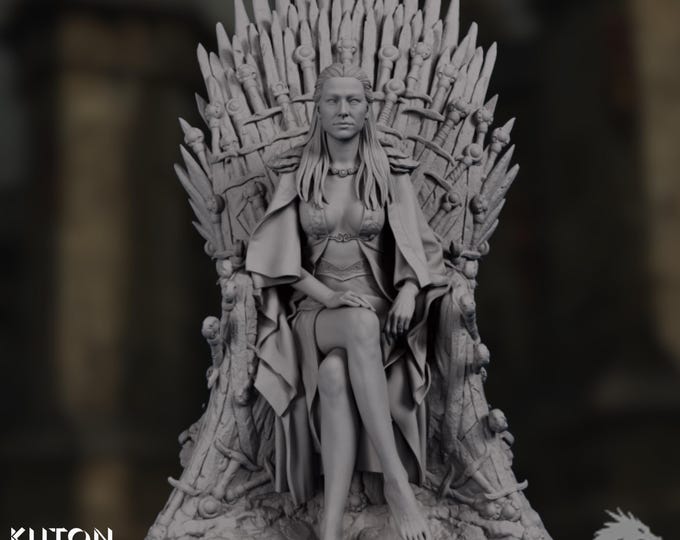 Queen on Throne Model Kit | Royal Villain or Noble Miniature | By Kuton