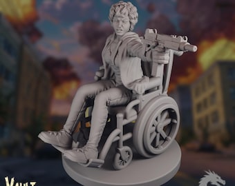 Wheelchair Fighter Mini | Post-Apocalyptic Woman with SMG | By VaultZ