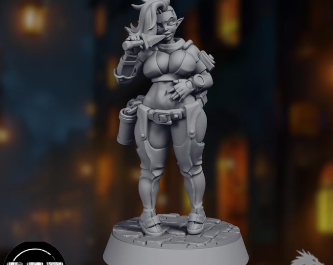 Female Elf Mini SFW/NSFW | Rogue or Assassin Miniature | Light Armor Dagger Fighter | By Gaz Minis