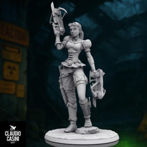 Cyberpunk Sniper Miniature: Sci-Fi Bounty Hunter, Wasteland RPG (75mm/90mm)