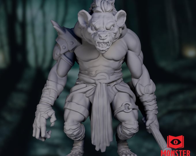 Gnoll Fighter Mini | Ferocious Hyena Monster | Forest Ambusher NPC | By Monster Atlas