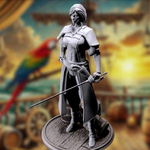 Female Pirate Captain SFW / NSFW Mini Options | Pirate Fighter Resin Figure Miniature | Gaming Figure | RPG Mini | By 3Darts