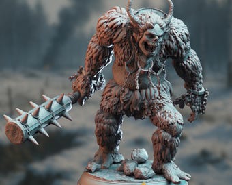 Arctic Horror Mini | Snow Troll Monster Miniature | Spiked Club Wielding Behemoth | DM Stash