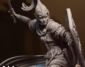 Shield Maiden Miniature | Female Knight Model | Action Pose Display Piece | Nerikson