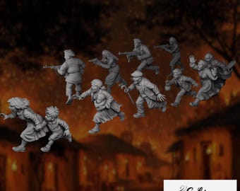 Civilian & Resistance Fighter Miniatures | Refugees and Militia Minis | 15mm–32mm Scale | By Eskice Miniatures