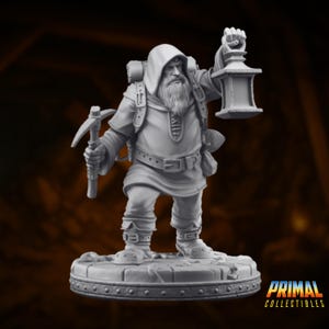 Dwarf Prospector Mini | Dwarven Miner NPC Miniature | Underdark Guide Miniature | By Primal Collectibles