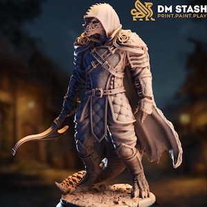Hooded Dragonborn Ranger Miniature | Dragonborn Scout, Tracker, or Rogue Mini | By DM Stash
