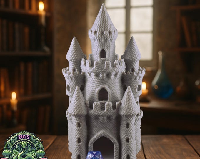 Quilted Castle Dice Tower | Storybook Castle Dice Roller | Charming Tabletop Accessory | By Fates End